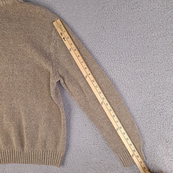 Chaps Sweater Mens Large Brown Mock Neck 1/4 Button Cotton Pullover - Picture 15 of 15